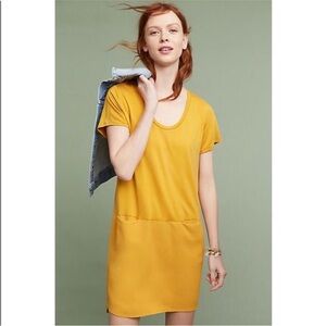 Anthropologie Dolan Left Coast Loren Mustard Yellow Tunic Shift Pocket Dress M
